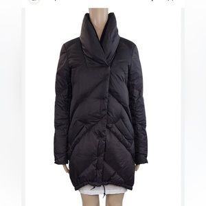 THEORY Black Lisina Stand Collar Down Quilted Puffer Coat